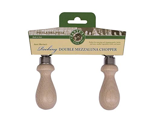 Fante's Fantes Double Mezzaluna Vegetable Chopper Rocking Knife, 5.5-Inch Stainless Steel Blade with Beechwood Handles, The Italian Market Original since 1906,Brown - Image 1