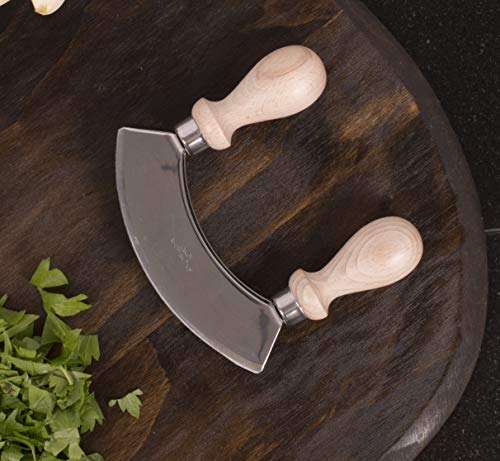 Fante's Fantes Double Mezzaluna Vegetable Chopper Rocking Knife, 5.5-Inch Stainless Steel Blade with Beechwood Handles, The Italian Market Original since 1906,Brown - Image 5