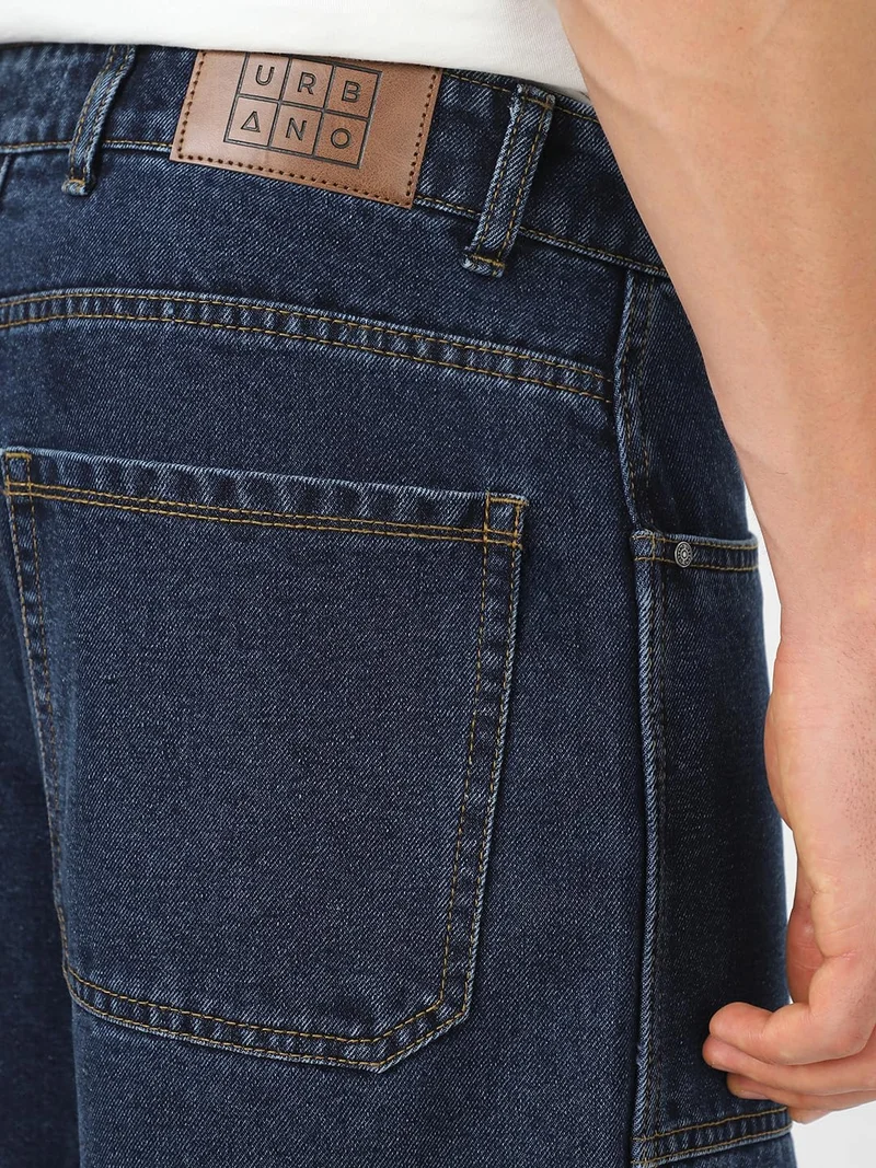 Urbano Fashion  Urbano Fashion Men's Blue Loose Baggy Fit Washed Cargo Jeans with 6 Pockets Non-Stretchable  | Best Price UAE