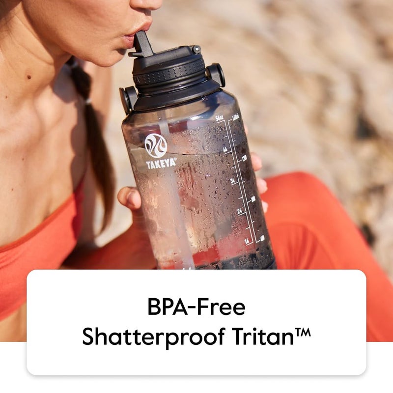Takeya Tritan Motivational Water Bottle with Straw Lid - Durable, BPA-Free - With Time Marker - Leakproof & Non-Slip Bumper - 64 oz, Vivacity Purple - Image 5