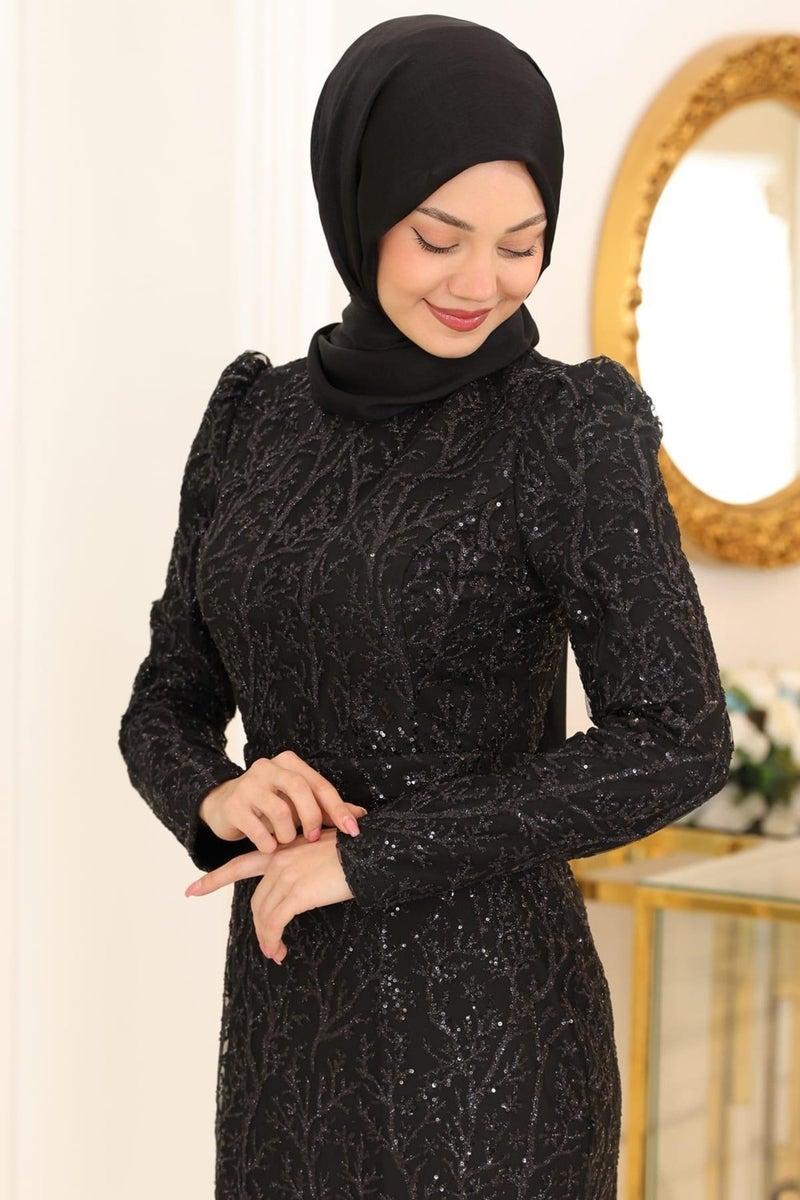 Esilanur Tuana Hijab Evening Dress Black  - Image 1