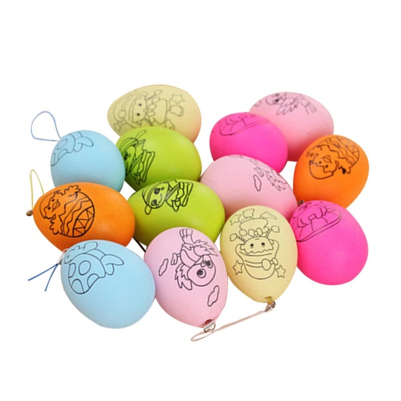 Easter Eggs 24 Pack Graffiti Creative Simulation Ornaments For Kids Art Projects Multi Color 7X4 2CM - Image 2