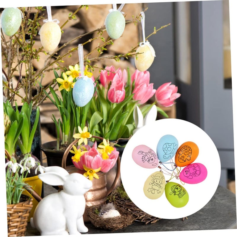 Easter Eggs 24 Pack Graffiti Creative Simulation Ornaments For Kids Art Projects Multi Color 7X4 2CM - Image 3