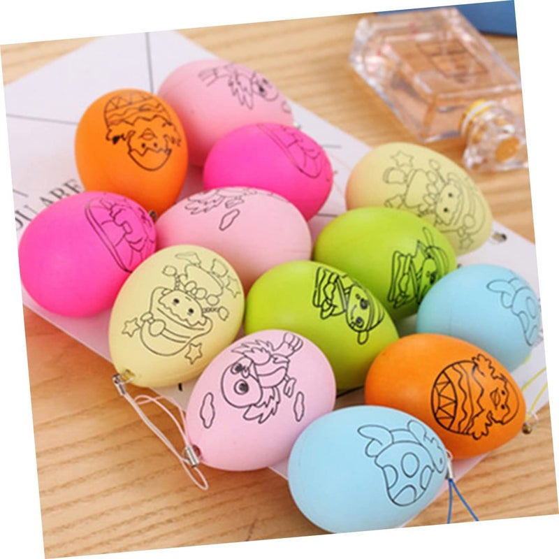 Easter Eggs 24 Pack Graffiti Creative Simulation Ornaments For Kids Art Projects Multi Color 7X4 2CM - Image 5