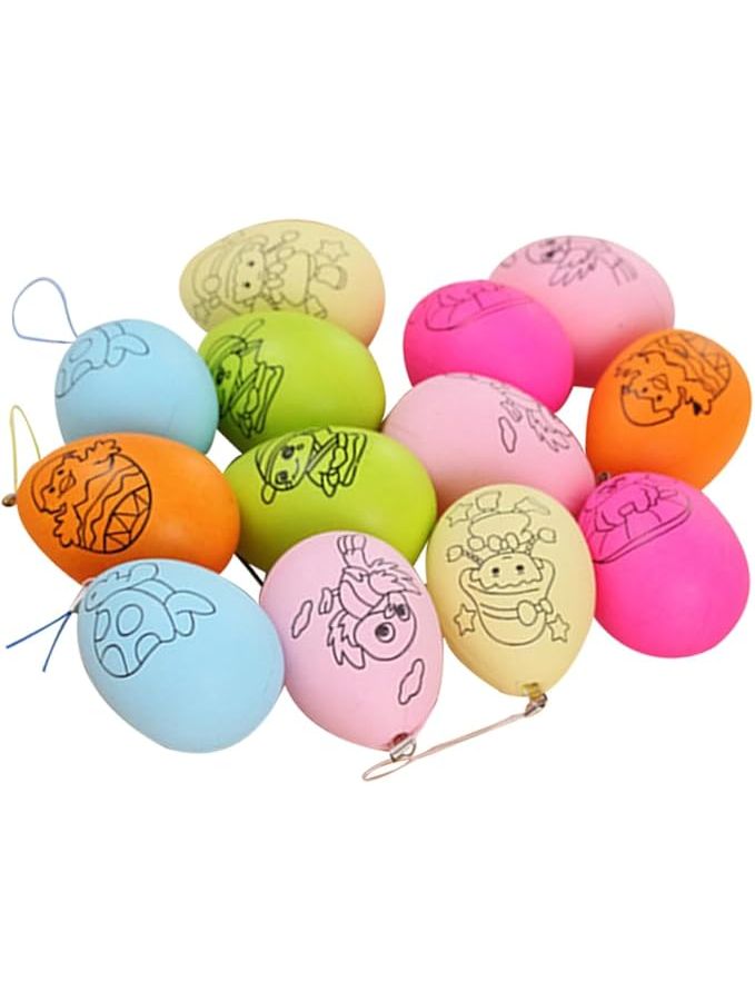 Easter Eggs 24 Pack Graffiti Creative Simulation Ornaments For Kids Art Projects Multi Color 7X4 2CM - Image 1