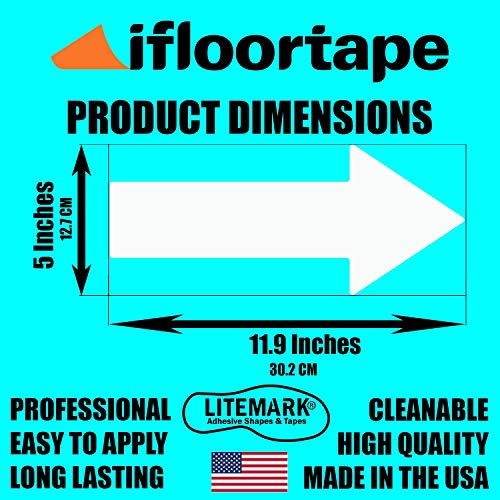 LiteMark Large Arrow Stickers 651 Durable Gloss Finish White Arrow Decal - Floors, Walls, Signs, (Pack of 6 Arrows) - Image 2