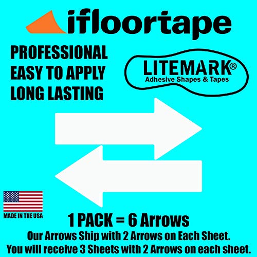 LiteMark Large Arrow Stickers 651 Durable Gloss Finish White Arrow Decal - Floors, Walls, Signs, (Pack of 6 Arrows) - Image 3