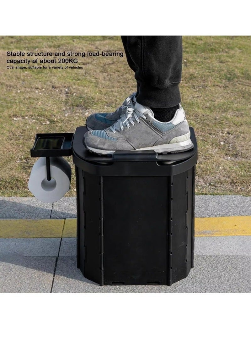 MOCOM Portable Folding Toilet for Adults & Camping | Heavy-Duty 400lb Capacity Travel Potty with Phone Shelf & Toilet Paper Holder | Compact Commode Bucket for Outdoor, Car, Hiking & Emergency Use - Image 2