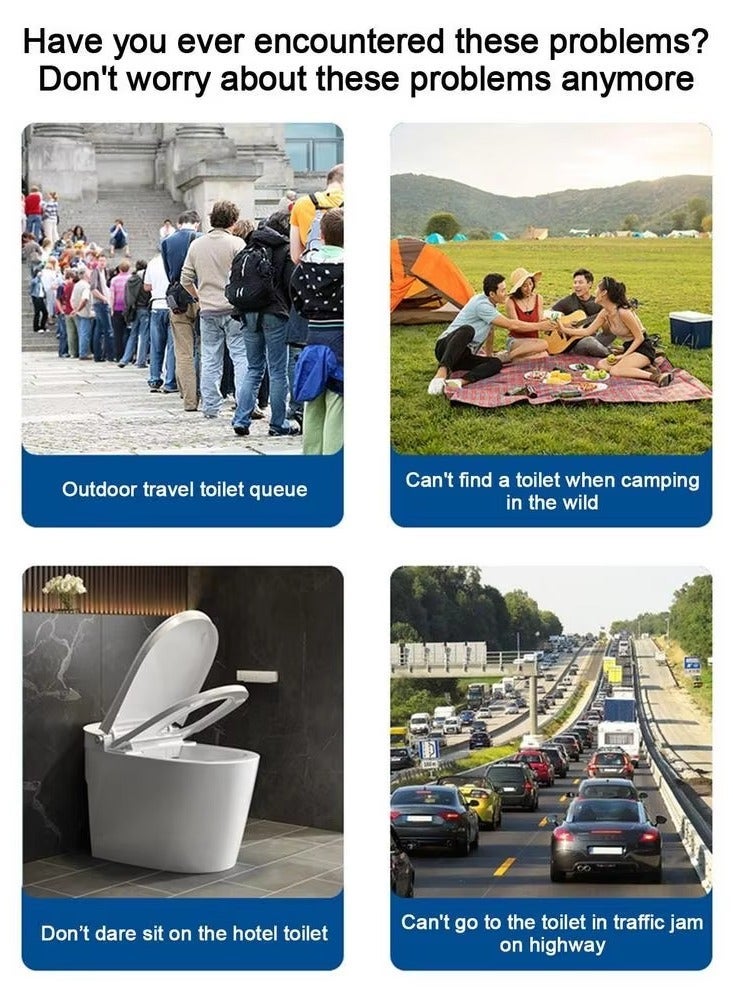 MOCOM Portable Folding Toilet for Adults & Camping | Heavy-Duty 400lb Capacity Travel Potty with Phone Shelf & Toilet Paper Holder | Compact Commode Bucket for Outdoor, Car, Hiking & Emergency Use - Image 4