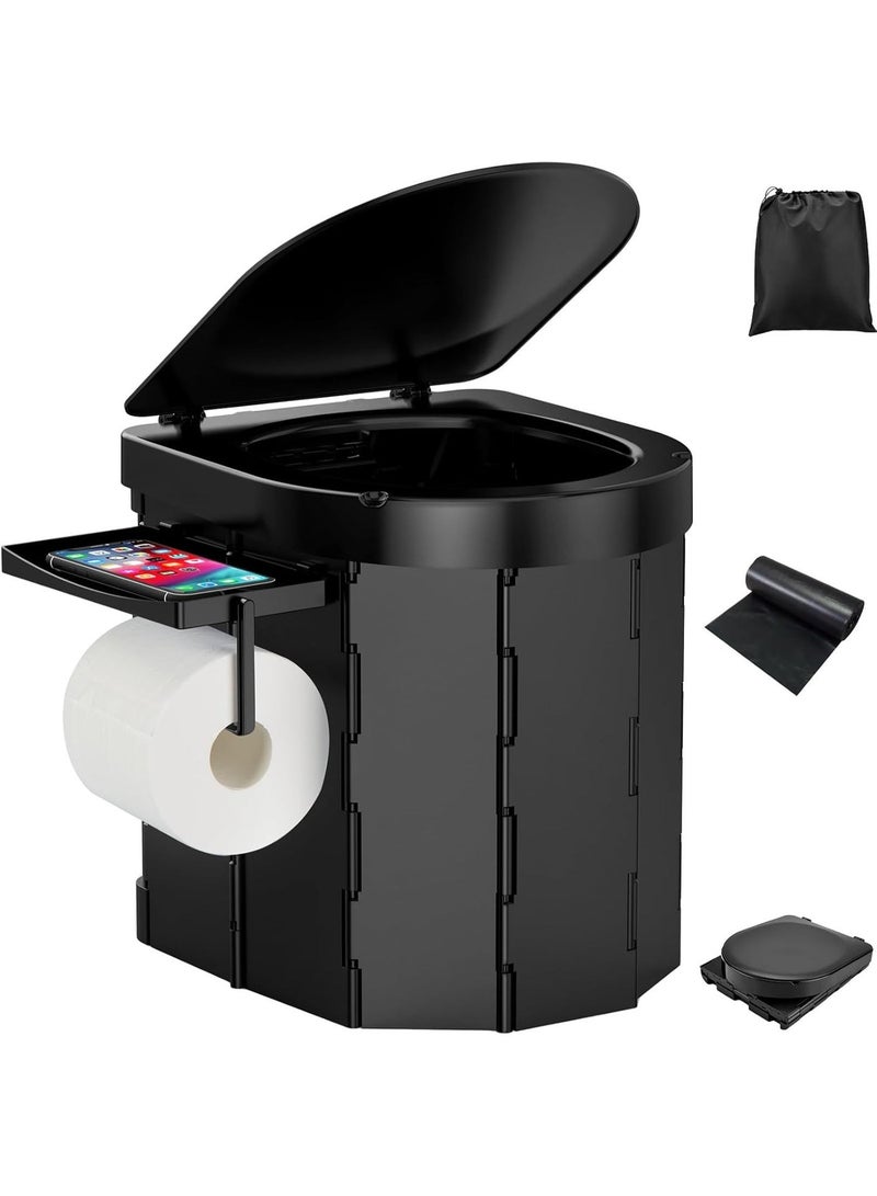 MOCOM Portable Folding Toilet for Adults & Camping | Heavy-Duty 400lb Capacity Travel Potty with Phone Shelf & Toilet Paper Holder | Compact Commode Bucket for Outdoor, Car, Hiking & Emergency Use - Image 1
