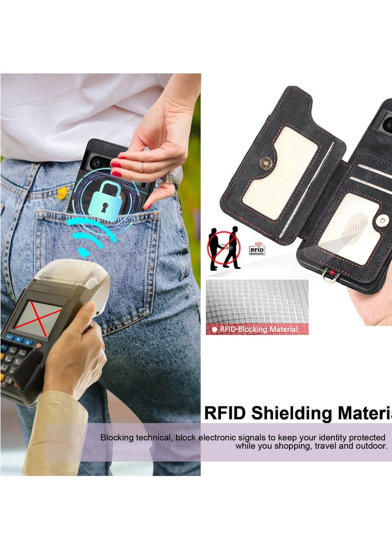 Y&D - Pixel 7a Case with Card Holder Wallet, Ring Stand, RFID-Blocking, Wrist Strap, Camera Protector - Premium Leather Flip Cover for Google 7A 2023 - Image 1