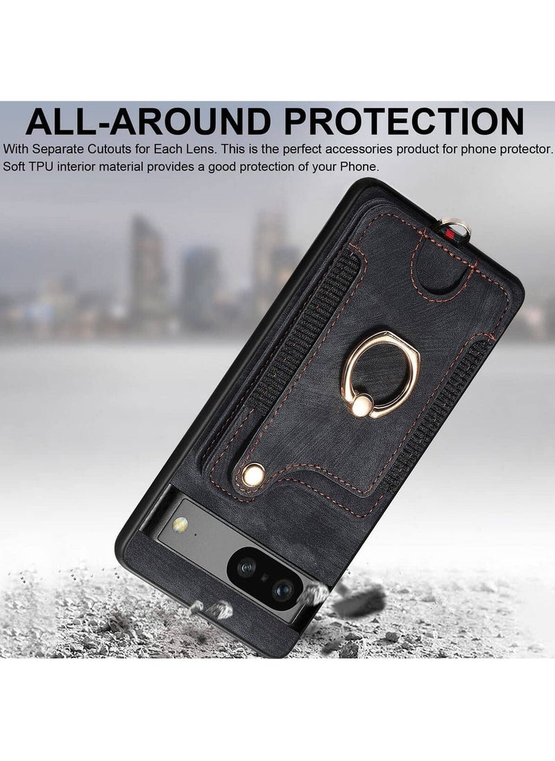 Y&D - Pixel 7a Case with Card Holder Wallet, Ring Stand, RFID-Blocking, Wrist Strap, Camera Protector - Premium Leather Flip Cover for Google 7A 2023 - Image 1