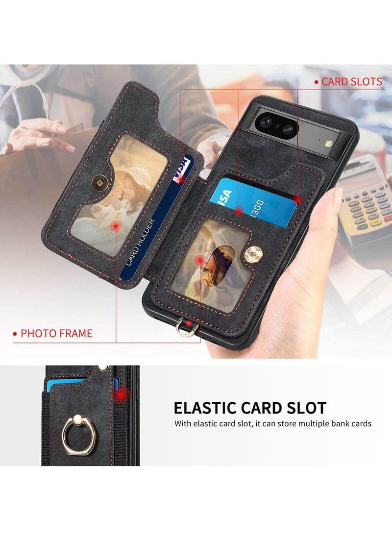 Y&D - Pixel 7a Case with Card Holder Wallet, Ring Stand, RFID-Blocking, Wrist Strap, Camera Protector - Premium Leather Flip Cover for Google 7A 2023 - Image 1