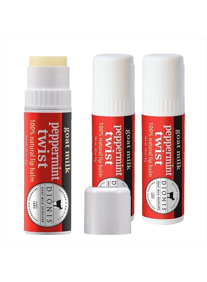 Dionis Goat Milk Skincare Peppermint Twist Scented Lip Balm 3 Piece Set (0.28 oz) - Made in the USA - Cruelty-free and Paraben-free - Image 1