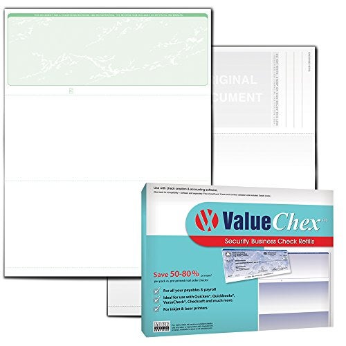 VersaCheck ValueChex - 55 Blank Business Voucher Checks - Light Green Prestige - 55 Sheets Form #1000 - Check on Top - Image 1