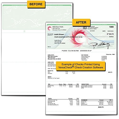 VersaCheck ValueChex - 55 Blank Business Voucher Checks - Light Green Prestige - 55 Sheets Form #1000 - Check on Top - Image 2
