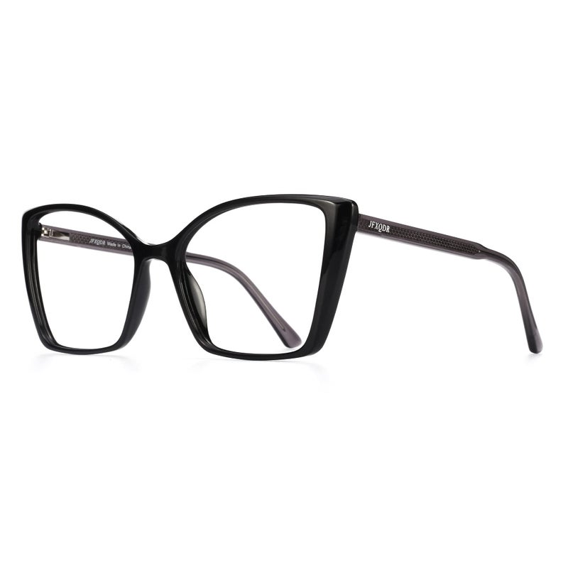 JFXQDR Women's Oversized Blue Light Blocking Glasses, Trendy Cat Eye Computer Gaming Eyeglasses Anti Eyestrain & UV Glare RF6204 (Black Cateye Frame) - Image 1