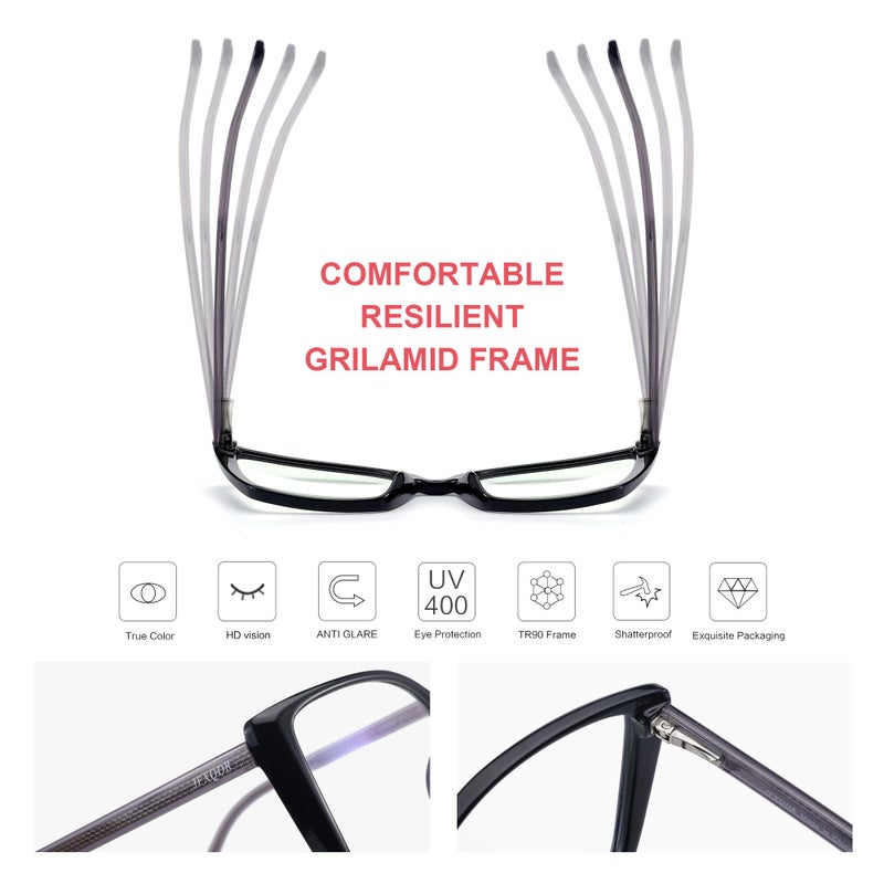 JFXQDR Women's Oversized Blue Light Blocking Glasses, Trendy Cat Eye Computer Gaming Eyeglasses Anti Eyestrain & UV Glare RF6204 (Black Cateye Frame) - Image 4