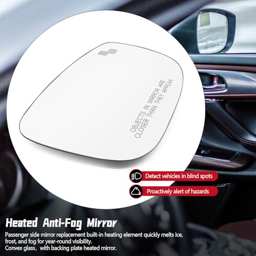 GOLACOD Right Passenger Side Mirror Glass Fit for Mazda CX5 CX-5 2017-2023, Mazda CX9 CX-9 2016-2023-Backboard Support, Electric Heating, Blind Spot Visibility - Image 5