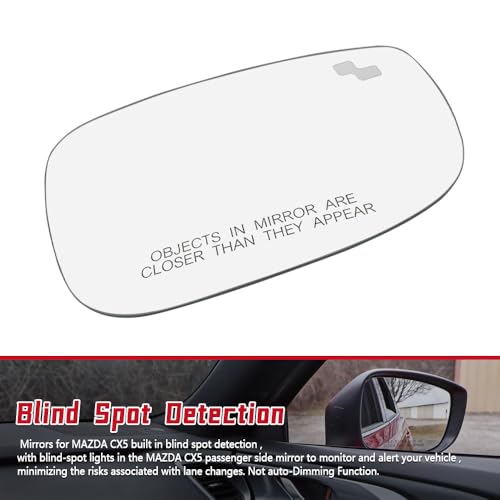 GOLACOD Right Passenger Side Mirror Glass Fit for Mazda CX5 CX-5 2017-2023, Mazda CX9 CX-9 2016-2023-Backboard Support, Electric Heating, Blind Spot Visibility - Image 4