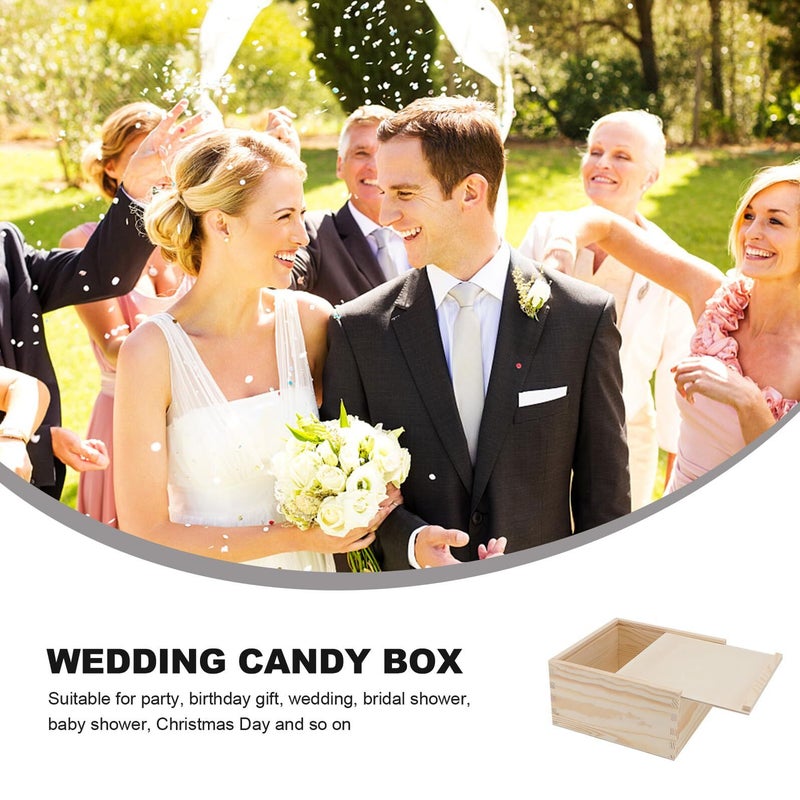 Wooden Candy Box 15x15x8cm Portable Wedding Favor Storage Container - Image 4