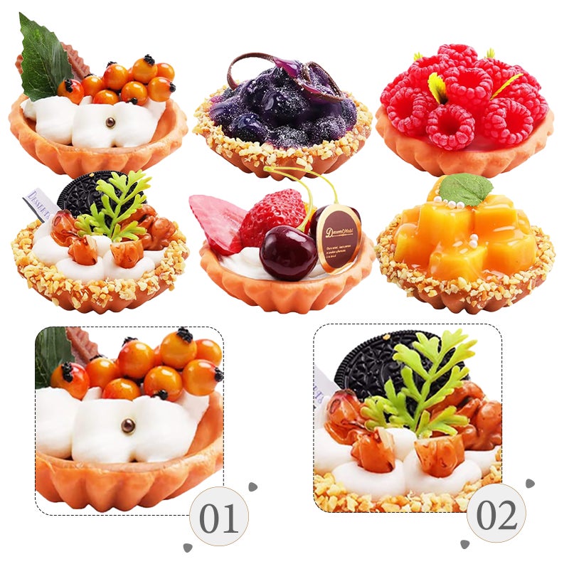 6pcs Fake Cake Models Bakery Shop Display Cake Models Compact Photography Props - Image 3