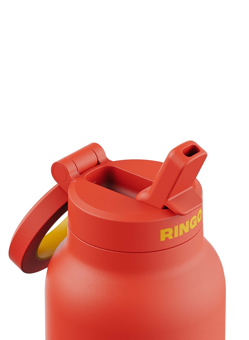Ringo Pro Water Bottle with Sip Straw Lid | Stainless Steel Hydration Bottle w/ Integrated Magnetic Phone Mount, 12Hrs Hot/24Hrs Cold, BPA-Free, Works w/ Phones & Tablets - Orange 24Oz / 710ml - Image 4