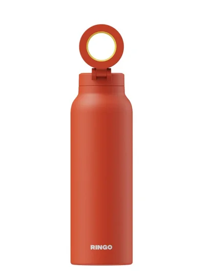 Ringo Pro Water Bottle with Sip Straw Lid | Stainless Steel Hydration Bottle w/ Integrated Magnetic Phone Mount, 12Hrs Hot/24Hrs Cold, BPA-Free, Works w/ Phones & Tablets - Orange 24Oz / 710ml