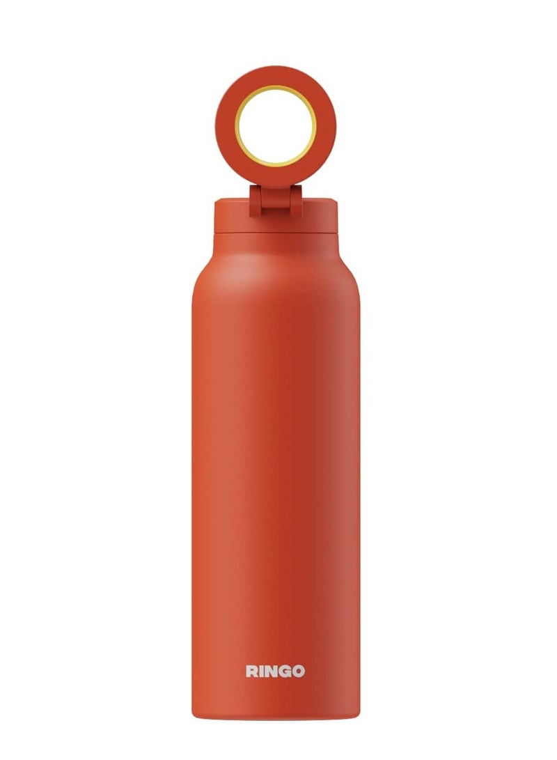 Ringo Pro Water Bottle with Sip Straw Lid | Stainless Steel Hydration Bottle w/ Integrated Magnetic Phone Mount, 12Hrs Hot/24Hrs Cold, BPA-Free, Works w/ Phones & Tablets - Orange 24Oz / 710ml - Image 1