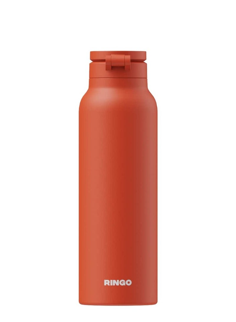 Ringo Pro Water Bottle with Sip Straw Lid | Stainless Steel Hydration Bottle w/ Integrated Magnetic Phone Mount, 12Hrs Hot/24Hrs Cold, BPA-Free, Works w/ Phones & Tablets - Orange 24Oz / 710ml - Image 2