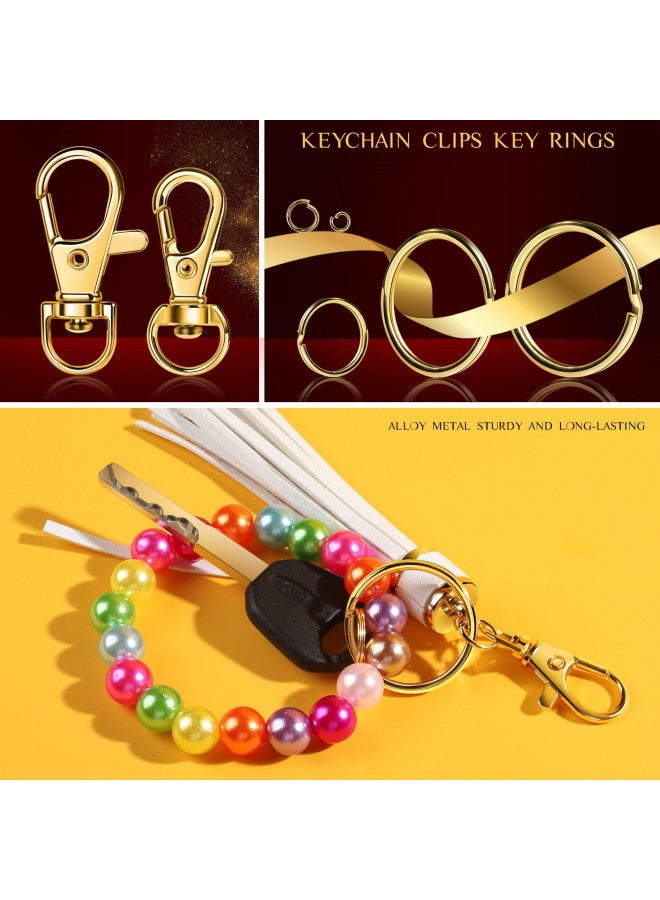 LEOBRO 265PCS Keychain Clip with Key Chain Rings, Key Chain Making Kit, Lobster Claw Clasps Key Chain Hook Keychain Kit Keychain Rings Bulk, Key Ring Clips Gold Keyrings for Crafts, Gold Keychains - Image 3