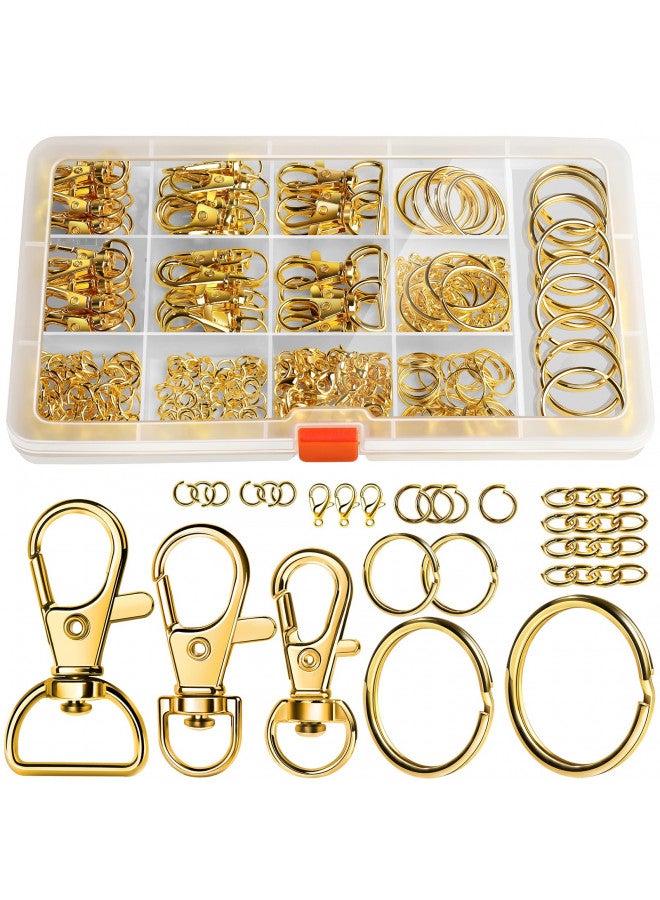 LEOBRO 265PCS Keychain Clip with Key Chain Rings, Key Chain Making Kit, Lobster Claw Clasps Key Chain Hook Keychain Kit Keychain Rings Bulk, Key Ring Clips Gold Keyrings for Crafts, Gold Keychains - Image 1