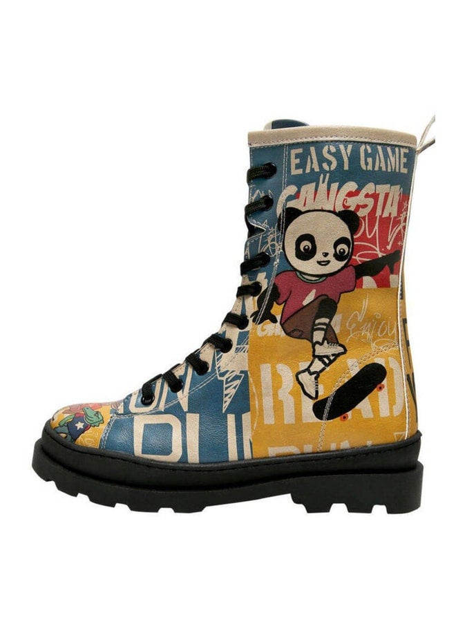 Dogo Women's Vegan Leather Multi-Colored Zippered Long Boots - Skaters Design. - Image 3