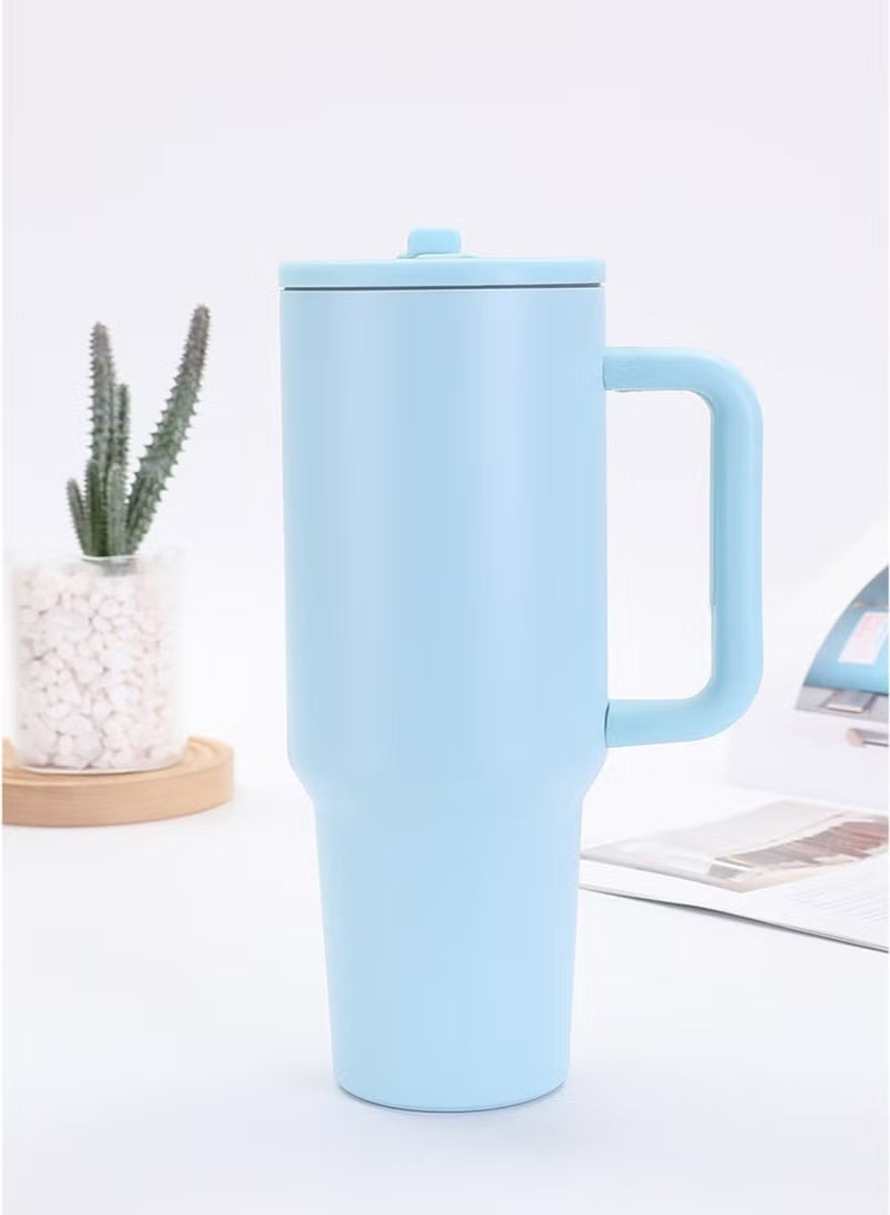 FACOM 1200ml (40oz)  Insulated Stainless Steel Tumbler with Handle and Lid – Reusable-Insulated Cup for Hot and Cold Drinks (Light Blue) - Image 2