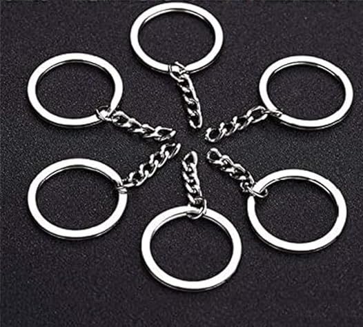 Generic BARBUDDY Silver Metal Loops Rings Keyring with Chain Open Jump Ring Connector Key Rings for Jewelry Findings Making Spring Rings Art and Craft DIY Making Handbag Keychain Pack of 15 Pcs  - Image 4