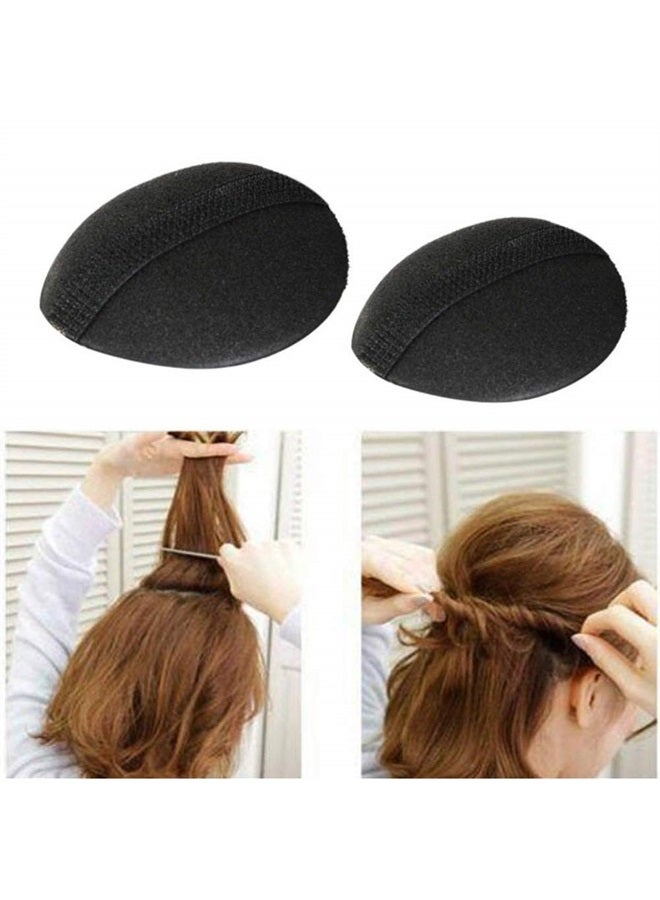 vipolish 4 Pcs 2 Pairs Black Sponge Bump It Up Volume Hair Base Hair Pad Headwear Fluffy Hair Padding Insert Cushion Hairstyle Bum Maker Braid Hair Style Holder for Women Girls - Image 1
