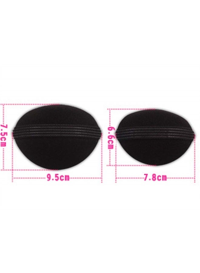 vipolish 4 Pcs 2 Pairs Black Sponge Bump It Up Volume Hair Base Hair Pad Headwear Fluffy Hair Padding Insert Cushion Hairstyle Bum Maker Braid Hair Style Holder for Women Girls - Image 2