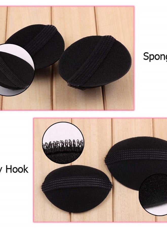 vipolish 4 Pcs 2 Pairs Black Sponge Bump It Up Volume Hair Base Hair Pad Headwear Fluffy Hair Padding Insert Cushion Hairstyle Bum Maker Braid Hair Style Holder for Women Girls - Image 3