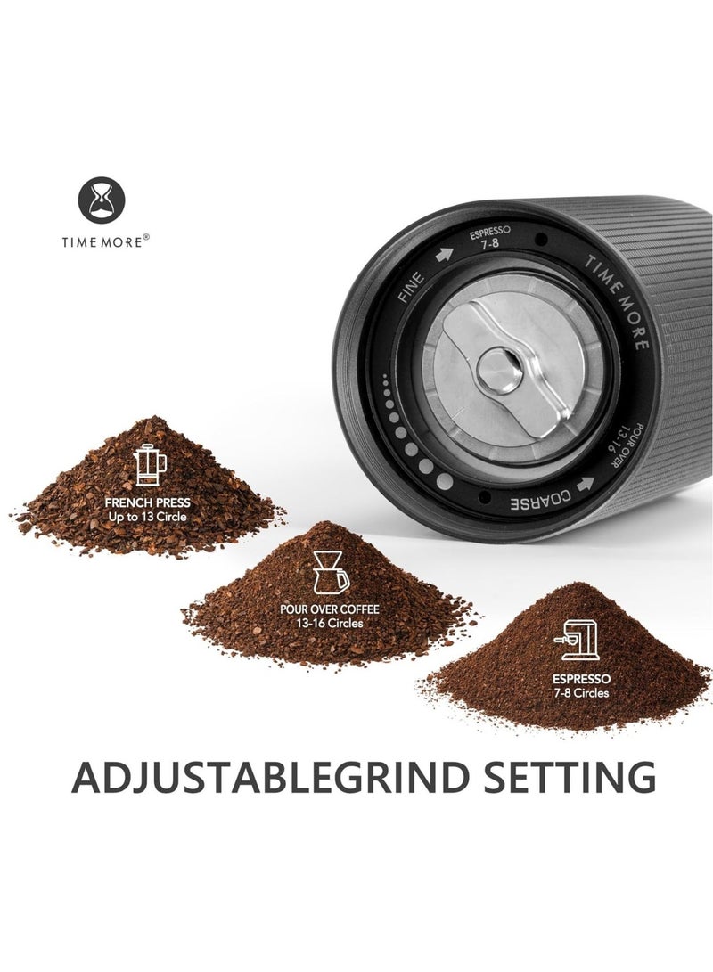 TIMEMORE C3S Manual Coffee Grinder with CNC Stainless Steel Conical Burr Capacity 25g, Internal Adjustable Setting, Double Bearing Positioning for Travel, Camping, Gift Chestnut (Black) - Image 3