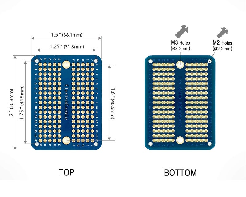 ElectroCookie Mini PCB Prototype Board Solderable Breadboard for DIY Electronics, Compatible for Mini Arduino Soldering Projects, Gold-Plated (6 Pack, Multicolor) - Image 3