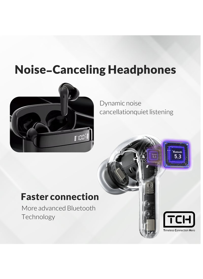 TCH - Wireless Earbuds Noise Cancellation  ENC" Bluetooth 5.3, "Stereo" Sound earbud, IPX4 Water Resistance, Voice Assistant, 13mm Earphones, "AI-Enhanced Calls, 2 Mics, 8-Hour Battery - Image 1