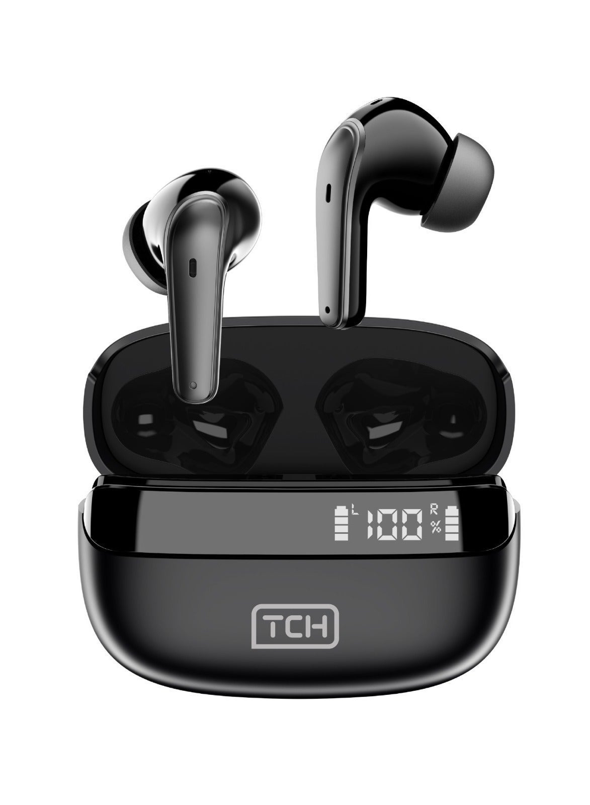 TCH Wireless Earbuds L10 ENC BLACK Bluetooth 5.3, Stereo Sound, IPX4 Water Resistance, Voice Assistant, 13mm Earphones, "AI-Enhanced Calls, 2 Mics, 30-Hour Battery, Touch Control, Android-IOS