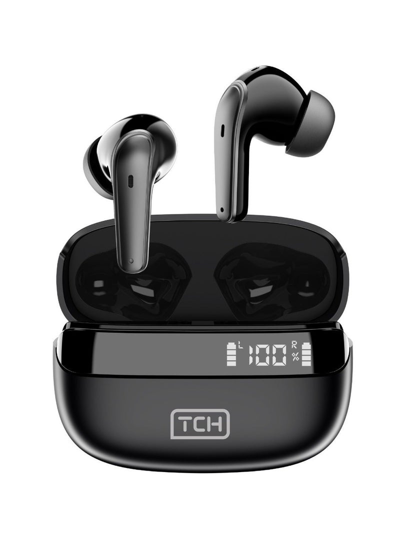 TCH Wireless Earbuds L10 ENC BLACK Bluetooth 5.3, Stereo Sound, IPX4 Water Resistance, Voice Assistant, 13mm Earphones, "AI-Enhanced Calls, 2 Mics, 30-Hour Battery, Touch Control, Android-IOS - Image 1