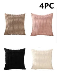 Kutis 4-Piece Decorative Cushion Cover Pillow Cases Corduroy Multicolor 45x45 Centimeter  - Image 1