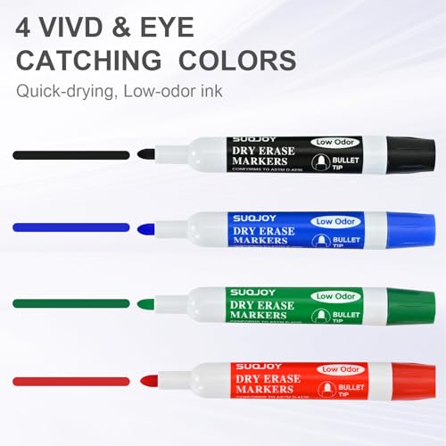 SUQJOY Dry Erase Markers, BulletTip Whiteboard Markers, Low Odor Thick Dry Markers, 36 Bulk 4 Assorted Color Marker for Whiteboard, Classroom, Office & Home - Image 2