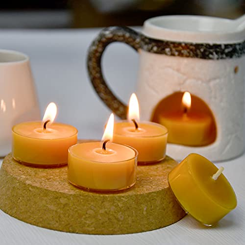 DEYBBY Natural Beeswax Tea Candles, DEYBBY Set of 30 Handmade Beeswax Candles, Clear Cup, Great for Home Decoration - Image 4