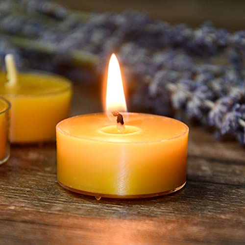 DEYBBY Natural Beeswax Tea Candles, DEYBBY Set of 30 Handmade Beeswax Candles, Clear Cup, Great for Home Decoration - Image 2