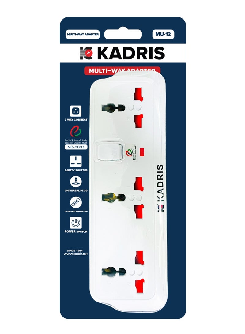 KADRIS مقبس تمديد متعدد، 3 منافذ كهربائية موسعة، شاحن جداري، محول كهربائي عالمي، محطة شحن للمنزل، المكتب، المطبخ، مع مفتاح - Image 2