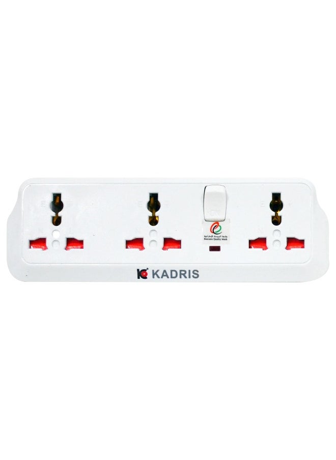 KADRIS Multi Plug Extension Socket, 3 Way Electrical Outlet Extender, Wall Charger, Universal Plug Adapter, Charging Station for Home, Office, Kitchen, With Switch  - Image 1