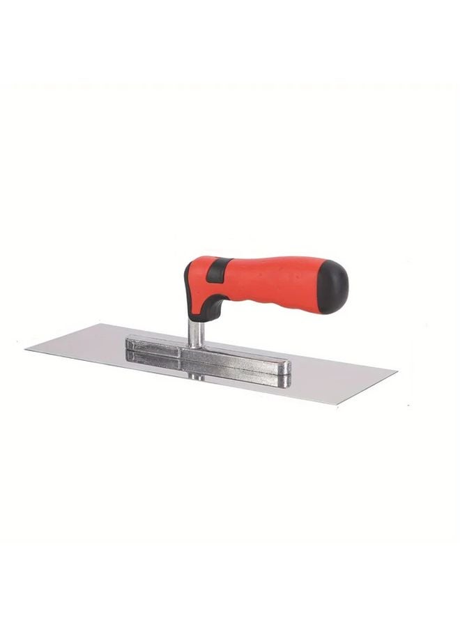 Red Stainless Steel Trowel 11x4 Inch Ergonomic Handle for Concrete Plaster Drywall - Image 1